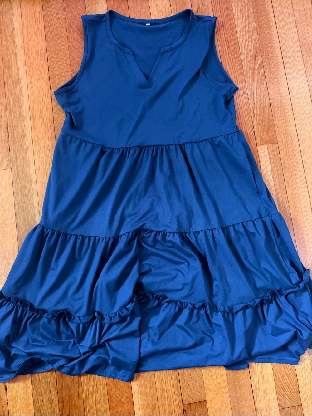 Sleeveless Navy Tiered Midi Dress